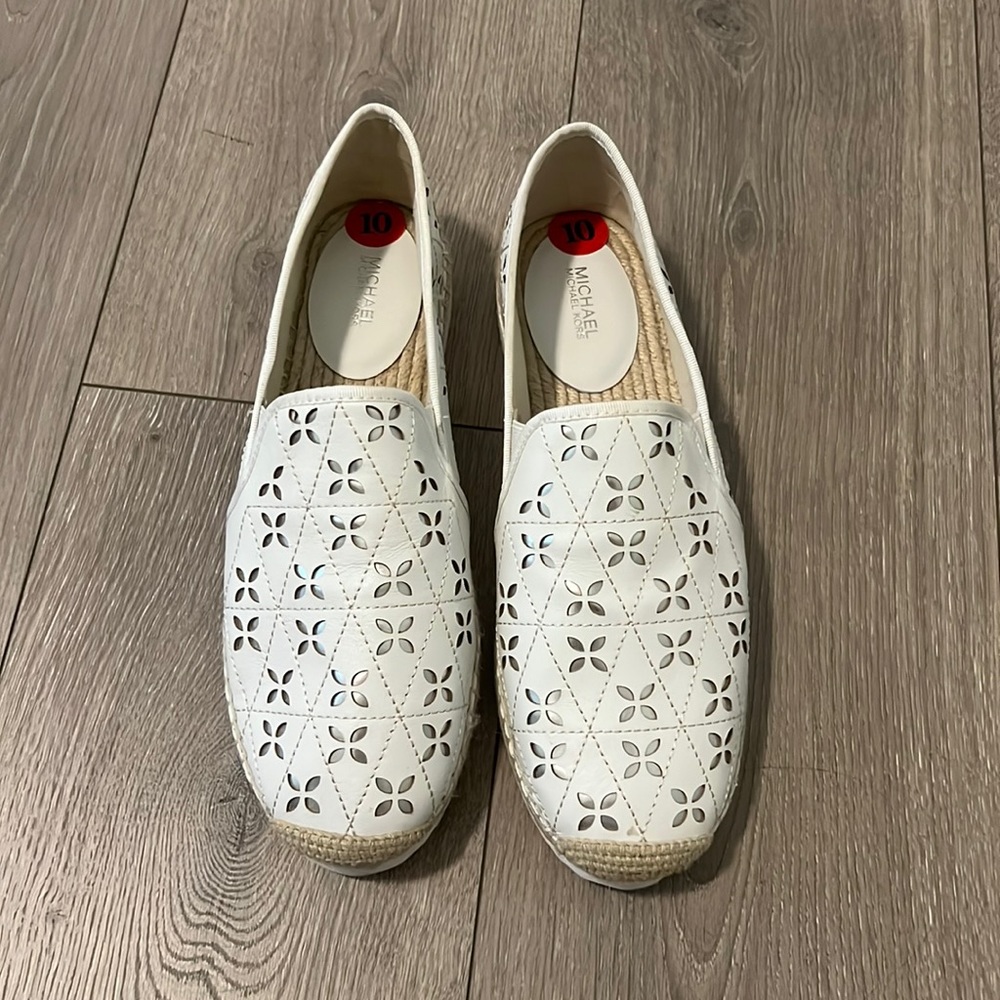 White Michael Kors slip on sneakers, size 10